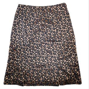 Vintage Y2K Harold's Skirt Leopard Print Brown Black Metallic Slit Ruffle Hem 4
